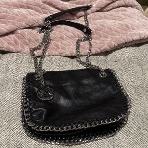 Michael Kors Black Crossbody Bag with Silver Chain